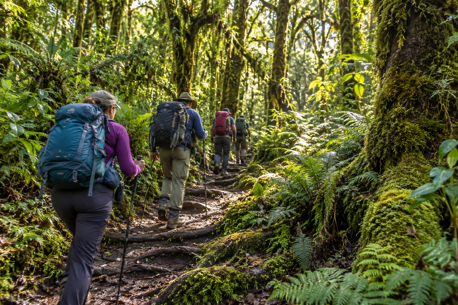 Forest trekking on Kilimanjaro
